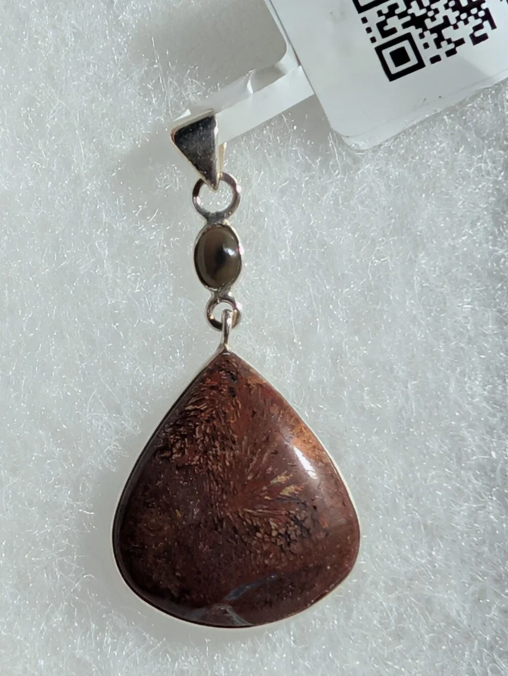 Red Moss Agate And Chalama Black Opal Pendant, 925 Sterling Silver